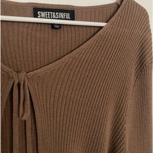 Brown Ribbed Cardigan